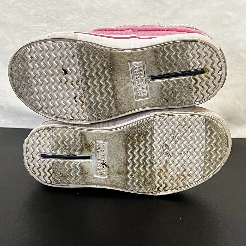 Sperry Topsider Size 6M Girls Boat Shoes Bahama Pink Sequin Toddler Slip On Tie